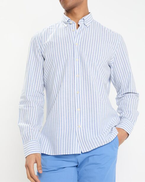Chemise en Coton & Lin Slim Fit à rayures bleu/blanc