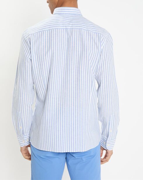 Chemise en Coton & Lin Slim Fit à rayures bleu/blanc