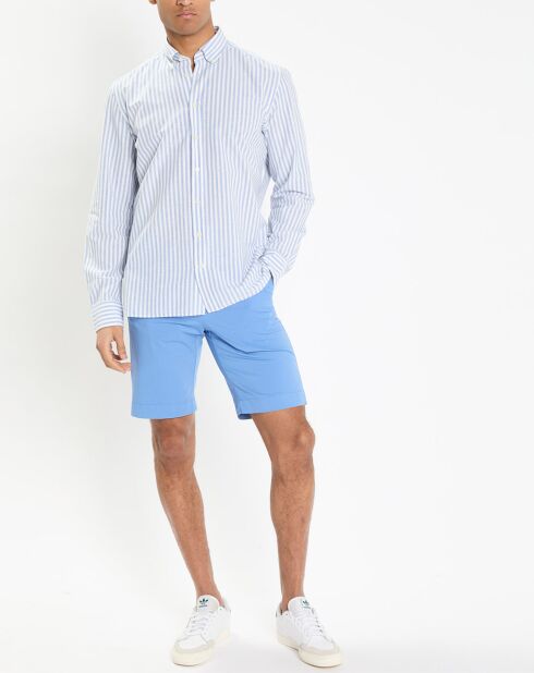 Chemise en Coton & Lin Slim Fit à rayures bleu/blanc