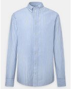 Chemise en Coton & Lin Slim Fit à rayures bleu/blanc