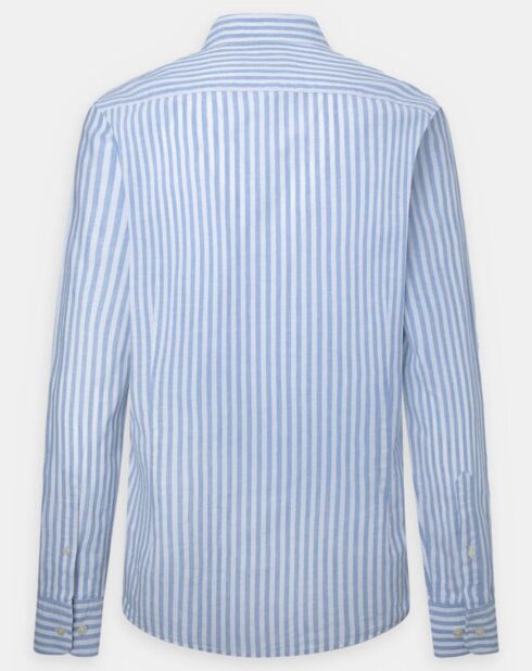 Chemise en Coton & Lin Slim Fit à rayures bleu/blanc