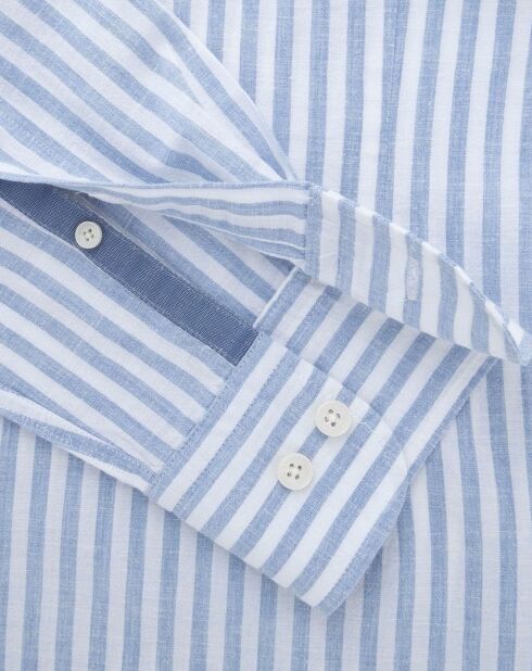 Chemise en Coton & Lin Slim Fit à rayures bleu/blanc