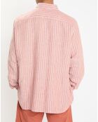 Chemise en Lin & Coton Slim Fit à rayures orange moyen