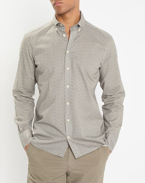 Chemise Slim Fit à imprimé fantaisie kaki