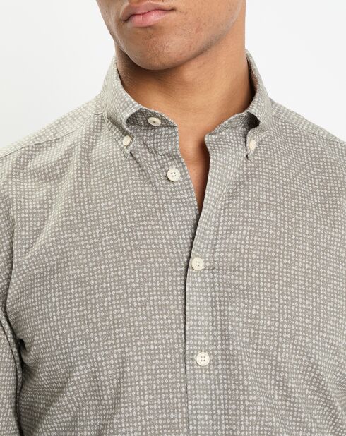 Chemise Slim Fit à imprimé fantaisie kaki