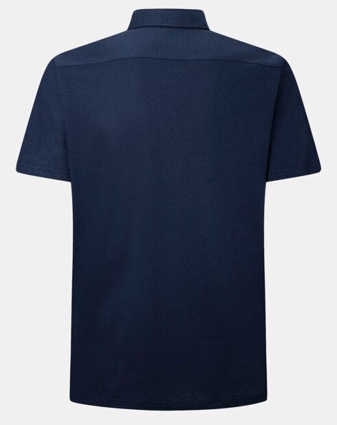 Chemise en Lin & Coton Slim Fit manches courtes Tricot bleue