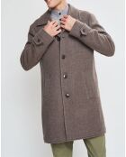 Manteau en Laine mélangée Chevron beige foncé