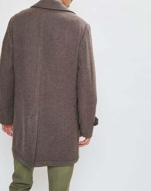 Manteau en Laine mélangée Chevron beige foncé