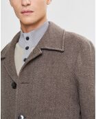 Manteau en Laine mélangée Chevron beige foncé