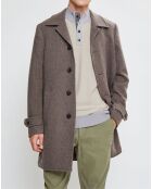 Manteau en Laine mélangée Chevron beige foncé