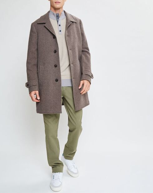 Manteau en Laine mélangée Chevron beige foncé