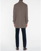 Manteau en Laine mélangée Chevron beige foncé