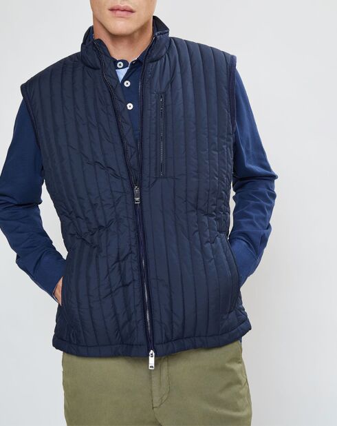 Blouson sans manches dos maille bleu