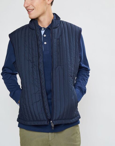 Blouson sans manches dos maille bleu