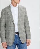 Veste en Laine & Cachemire mélangés Prince de Galles kaki/beige