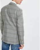 Veste en Laine & Cachemire mélangés Prince de Galles kaki/beige