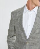 Veste en Laine & Cachemire mélangés Prince de Galles kaki/beige