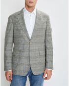 Veste en Laine & Cachemire mélangés Prince de Galles kaki/beige