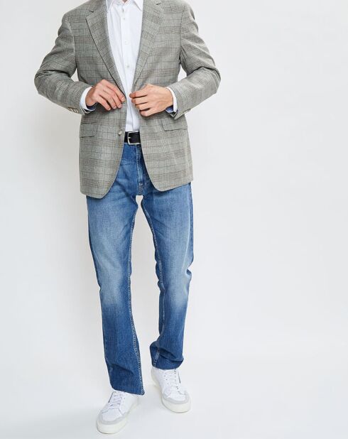 Veste en Laine & Cachemire mélangés Prince de Galles kaki/beige