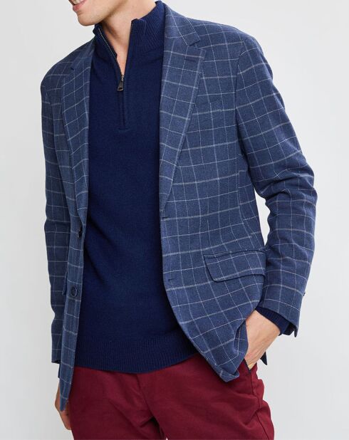 Veste à carreaux bleu moyen