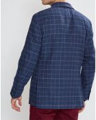 Veste à carreaux bleu moyen