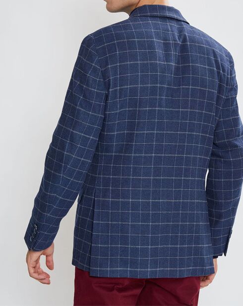 Veste à carreaux bleu moyen