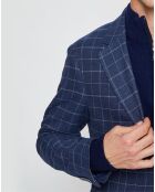 Veste à carreaux bleu moyen