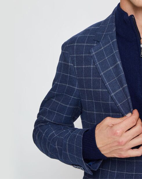 Veste à carreaux bleu moyen
