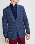 Veste à carreaux bleu moyen