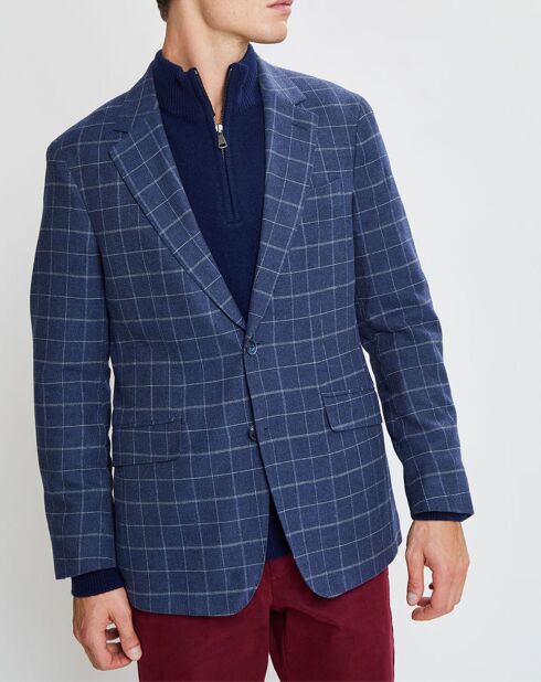 Veste à carreaux bleu moyen
