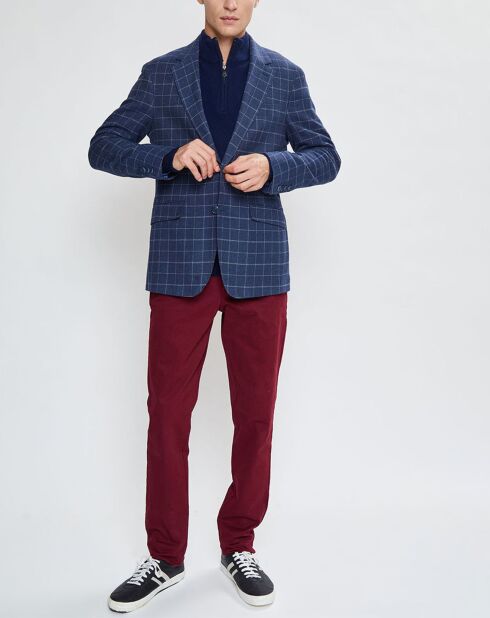 Veste à carreaux bleu moyen