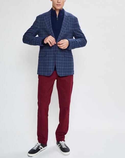 Veste à carreaux bleu moyen