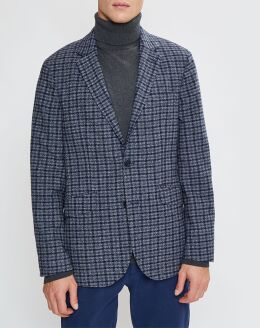 Blazer ajusté Homme à Carreaux en Laine - Bleu Marine – Vicomte A