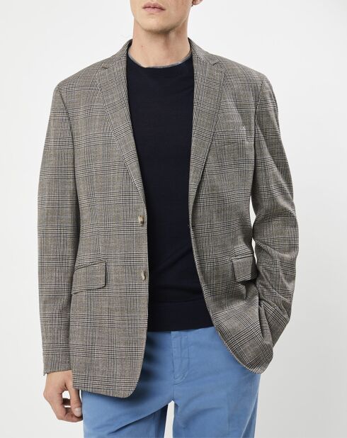 Veste Chek imprimée prince de galles beige