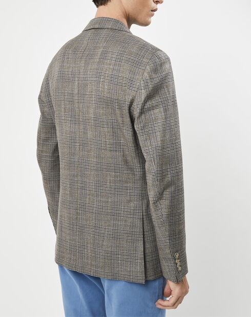 Veste Chek imprimée prince de galles beige