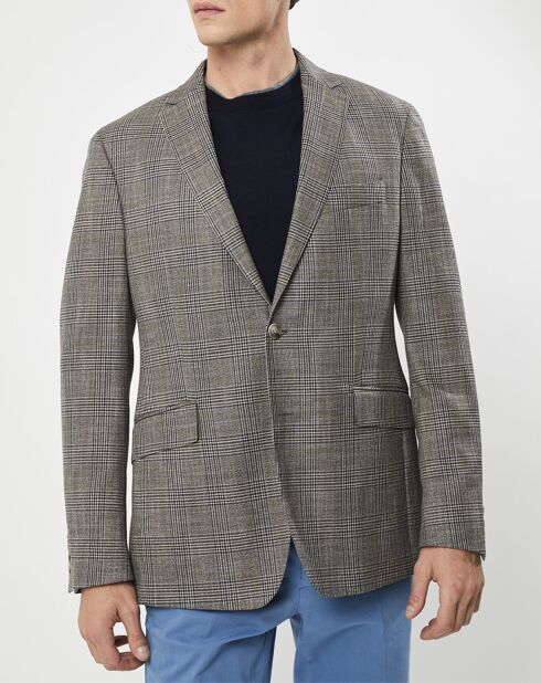 Veste Chek imprimée prince de galles beige