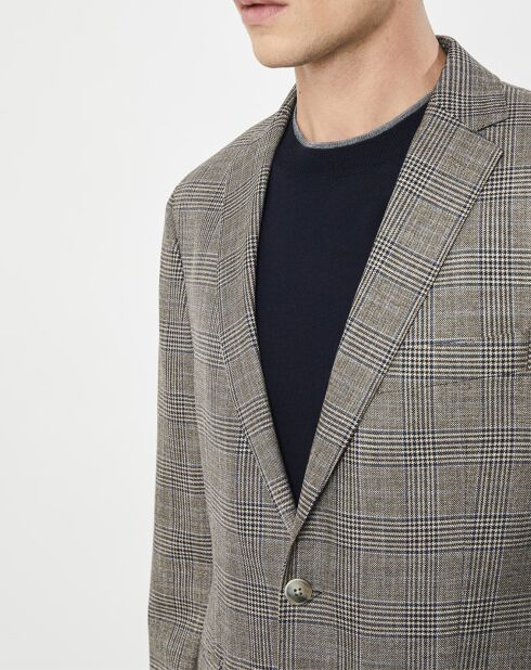 Veste Chek imprimée prince de galles beige