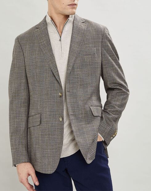 Veste Chek imprimée prince de galles beige