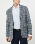 Veste en Lin & Laine mélangés Claire imprimée prince de galles bleue
