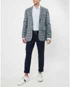 Veste en Lin & Laine mélangés Claire imprimée prince de galles bleue