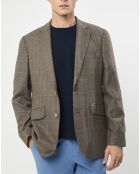 Veste en Laine & Soie à carreaux marron