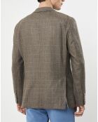 Veste en Laine & Soie à carreaux marron