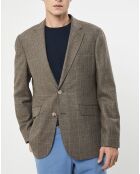 Veste en Laine & Soie à carreaux marron