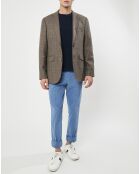 Veste en Laine & Soie à carreaux marron