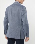 Veste en Lin mélangé Armur imprimé chevon  bleue