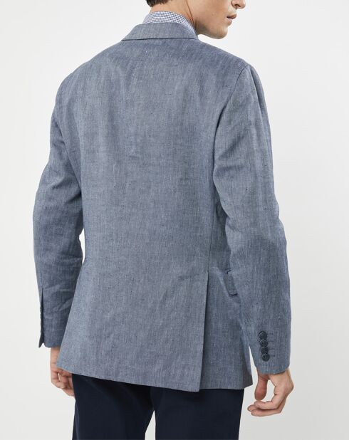 Veste en Lin mélangé Armur imprimé chevon  bleue