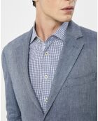 Veste en Lin mélangé Armur imprimé chevon  bleue
