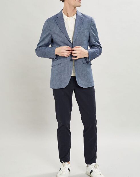 Veste en Lin mélangé Armur imprimé chevon  bleue
