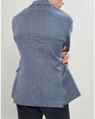Veste en Lin mélangé Armur imprimé chevon  bleue
