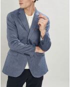 Veste en Lin mélangé Armur imprimé chevon  bleue